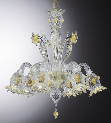 Crystal and gold Murano glass chandelier