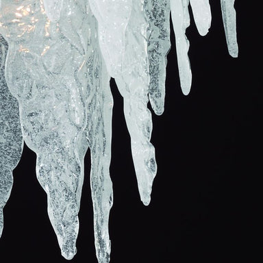 Custom icicle chandelier with clear & silk white Murano glass