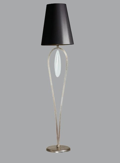Silver floor lamp with hanging glass crystal