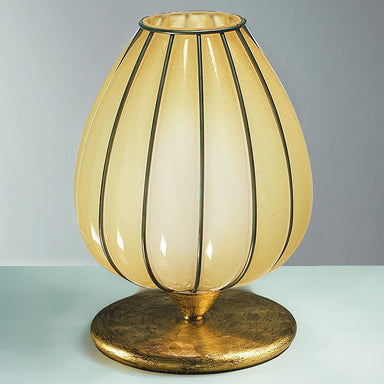 Antiqued amber Murano glass table light with gold leaf fitting