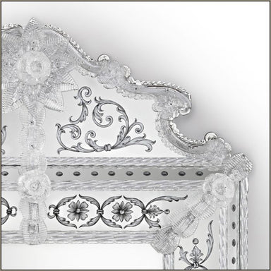 Decorative large Venetian mirror with silver eglomise design