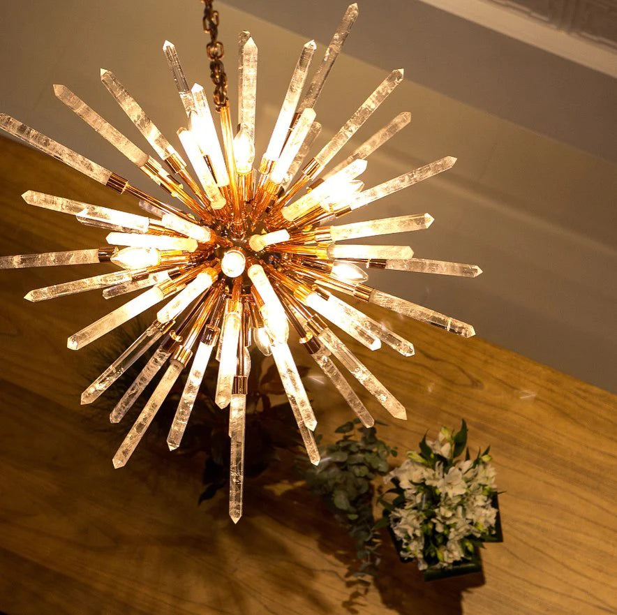 Rock Crystal Sputnik Style Starburst Chandelier With Various Options & Styles