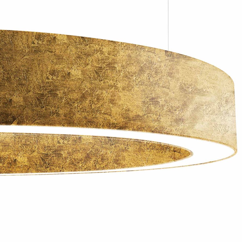 Suspended Circular Aluminium Modern Pendant | contemporary aluminium dining lighting | modern indoor lights | gold leaf