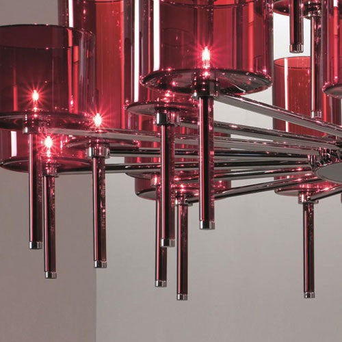 Round Grey, Red And Crystal Sp20 Chandelier From Axo Light