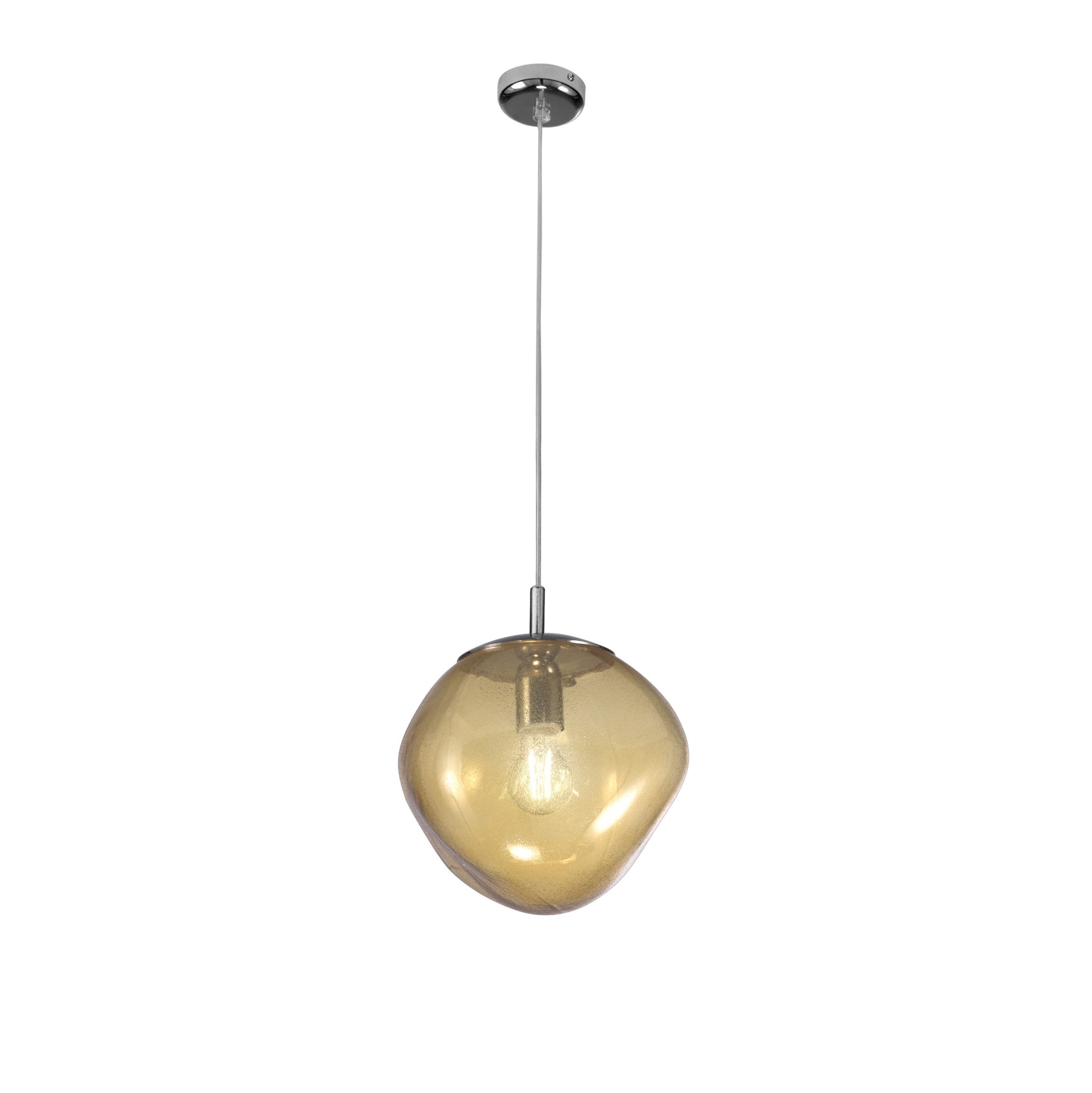 Hand-blown rock-shaped glass pendant light from the Saxa collection, in dew, amber or fumé finish