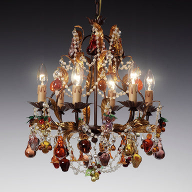 Rust or Antique Silver Six Arm Fruit Chandelier