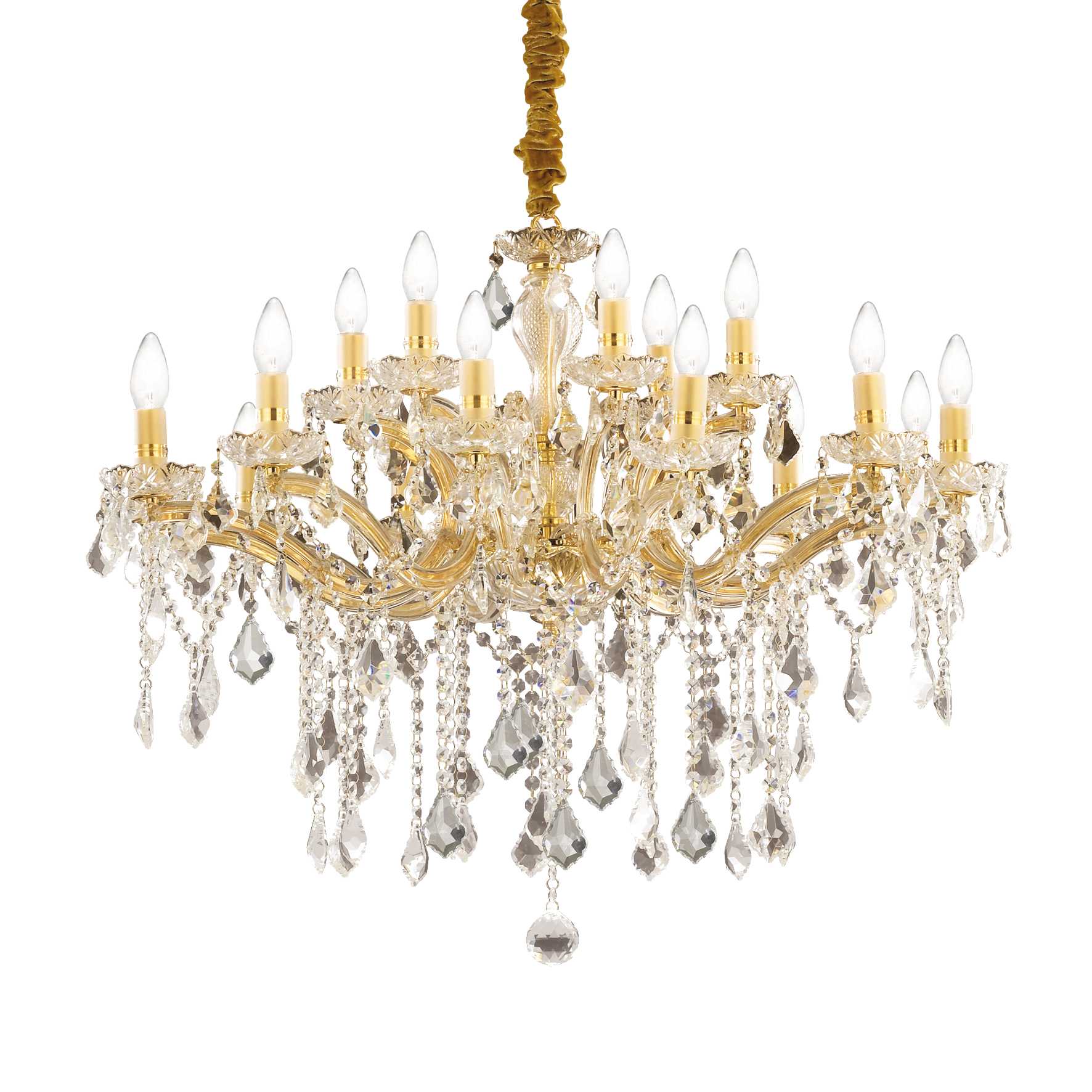 18 Light Gold Glass Ideal Lux Chandelier