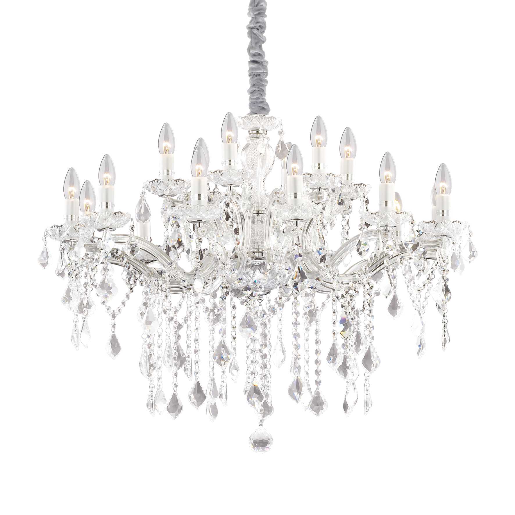 18 Light Chrome Glass Ideal Lux Chandelier