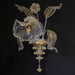 Murano Glass Wall Chandelier With Floral Decoration | Clear & 24k Gold Leaf Glass