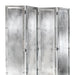 Silver four-panel folding screen with decorative frame on a white background