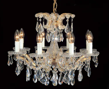 Small Gold-Plated Maria Theresa Chandelier With Scholer Fantastic Crystals