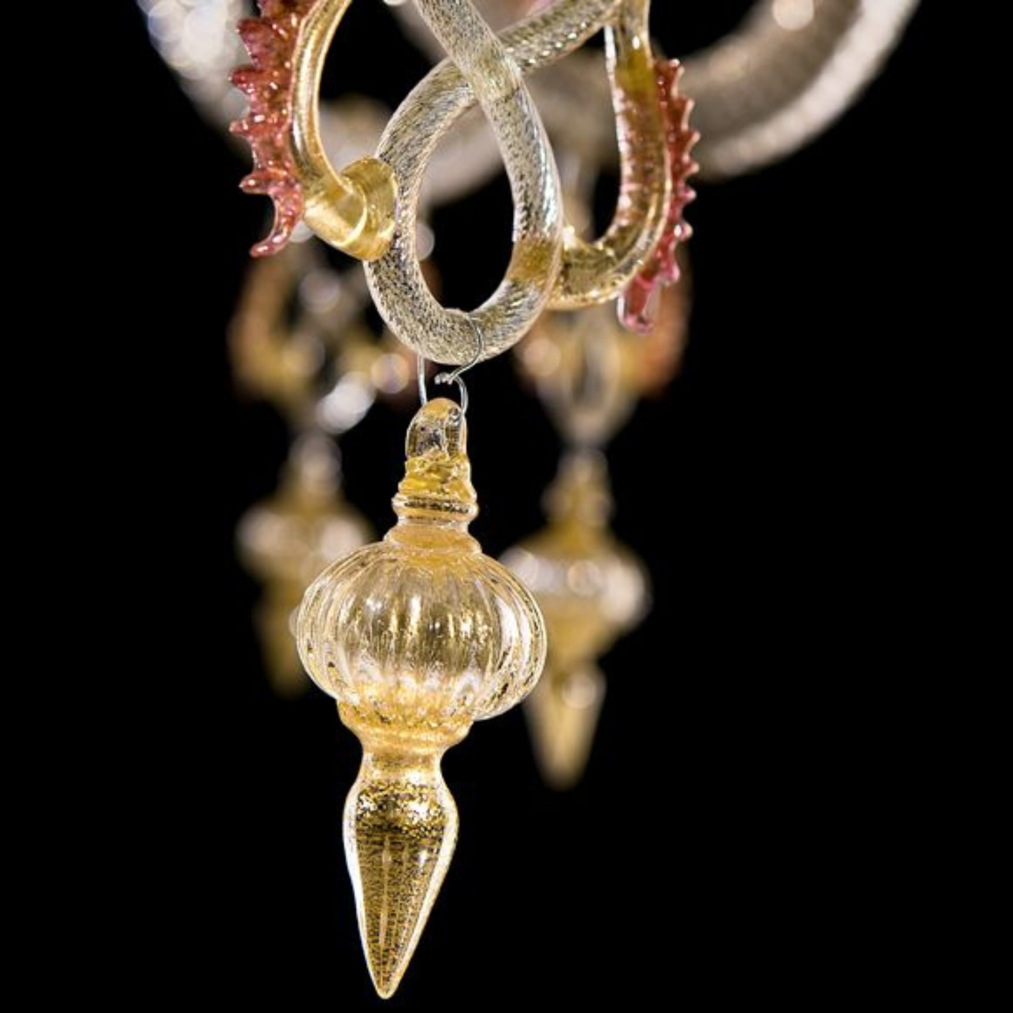 Gorgeous Gold And Ruby Murano Glass Chandelier