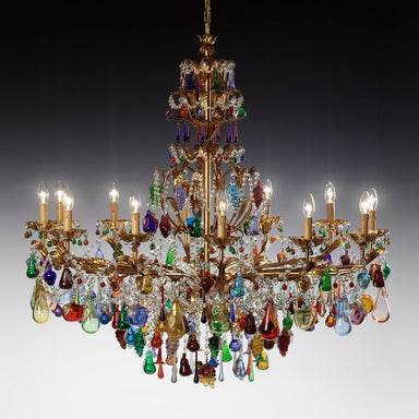 12 Arm Chandelier with Blown Glass Fruit