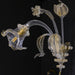 Murano Glass Wall Chandelier With Floral Decoration | Clear & 24k Gold Leaf Glass