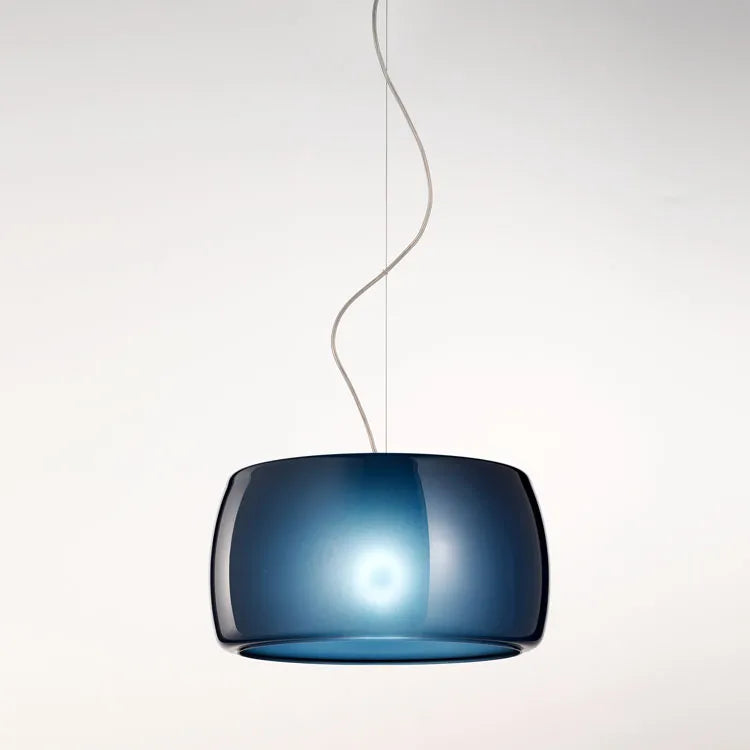 Modern Blue, Olive Green Or Satin White Venetian Glass Pendant Light