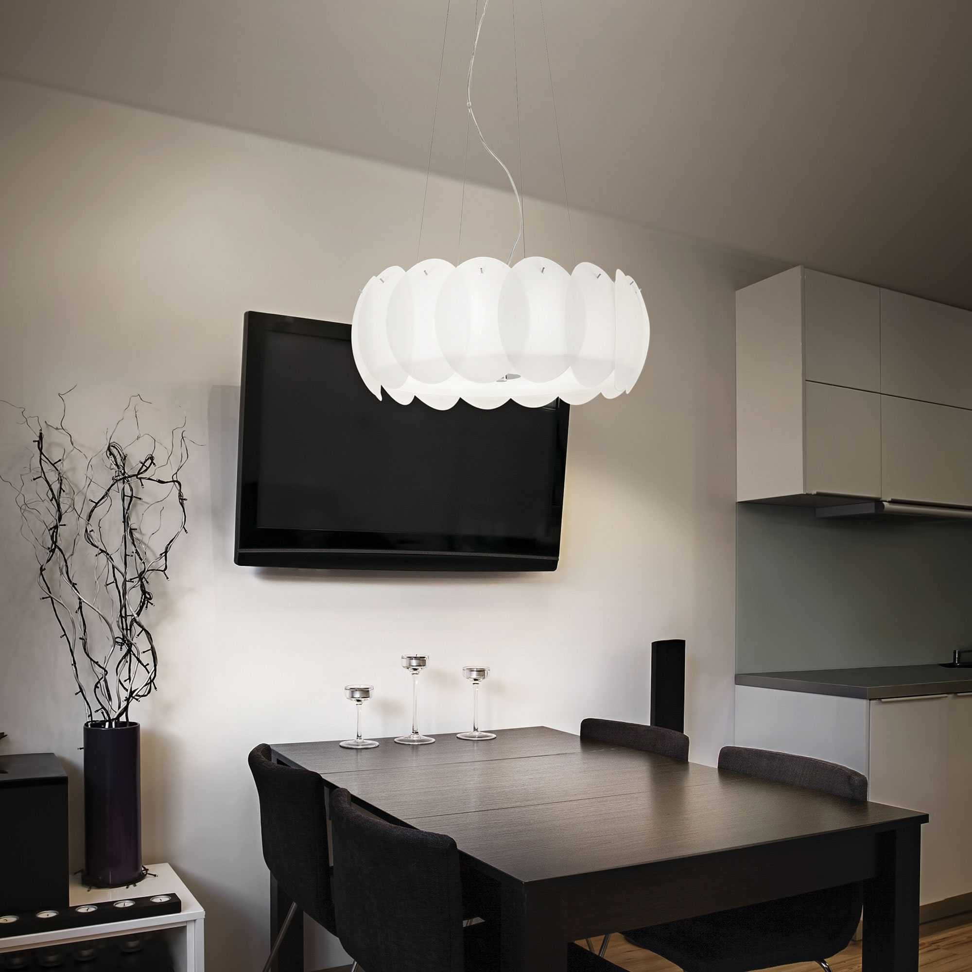 Ideal Lux Ovalino 55cm White Ceiling Pendant 