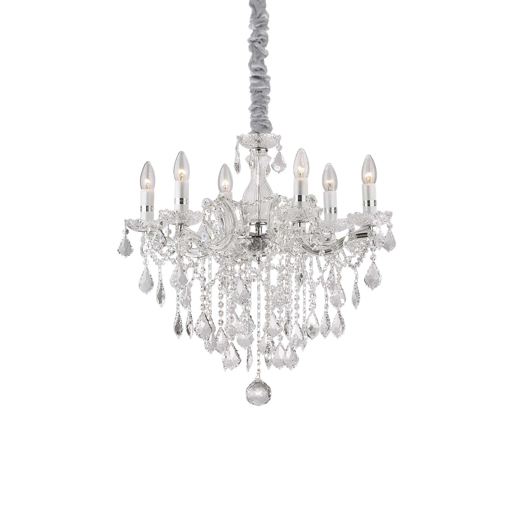 6 Light Chrome Glass Ideal Lux Chandelier