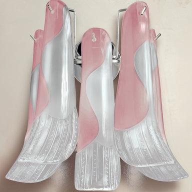 Amber, Pink Or White Murano Chandelier With Gold Or Silver Frame