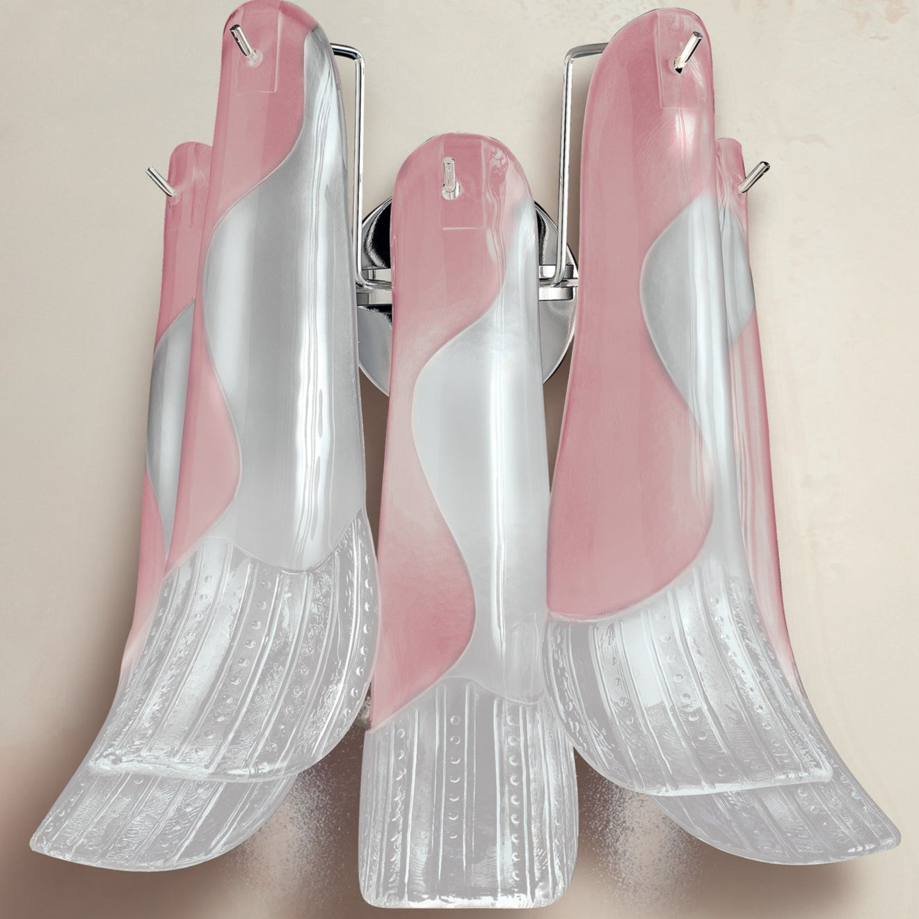 White, Amber Or Pink Murano Glass Ceiling Light