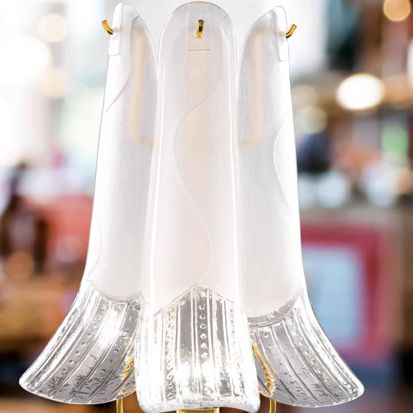 Amber, Pink Or White Murano Chandelier With Gold Or Silver Frame