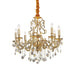 8 Light Gold Metal and Crystal Chandelier