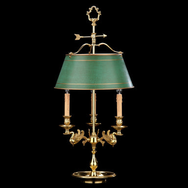 French Gold Table Light with Black or Green Shade
