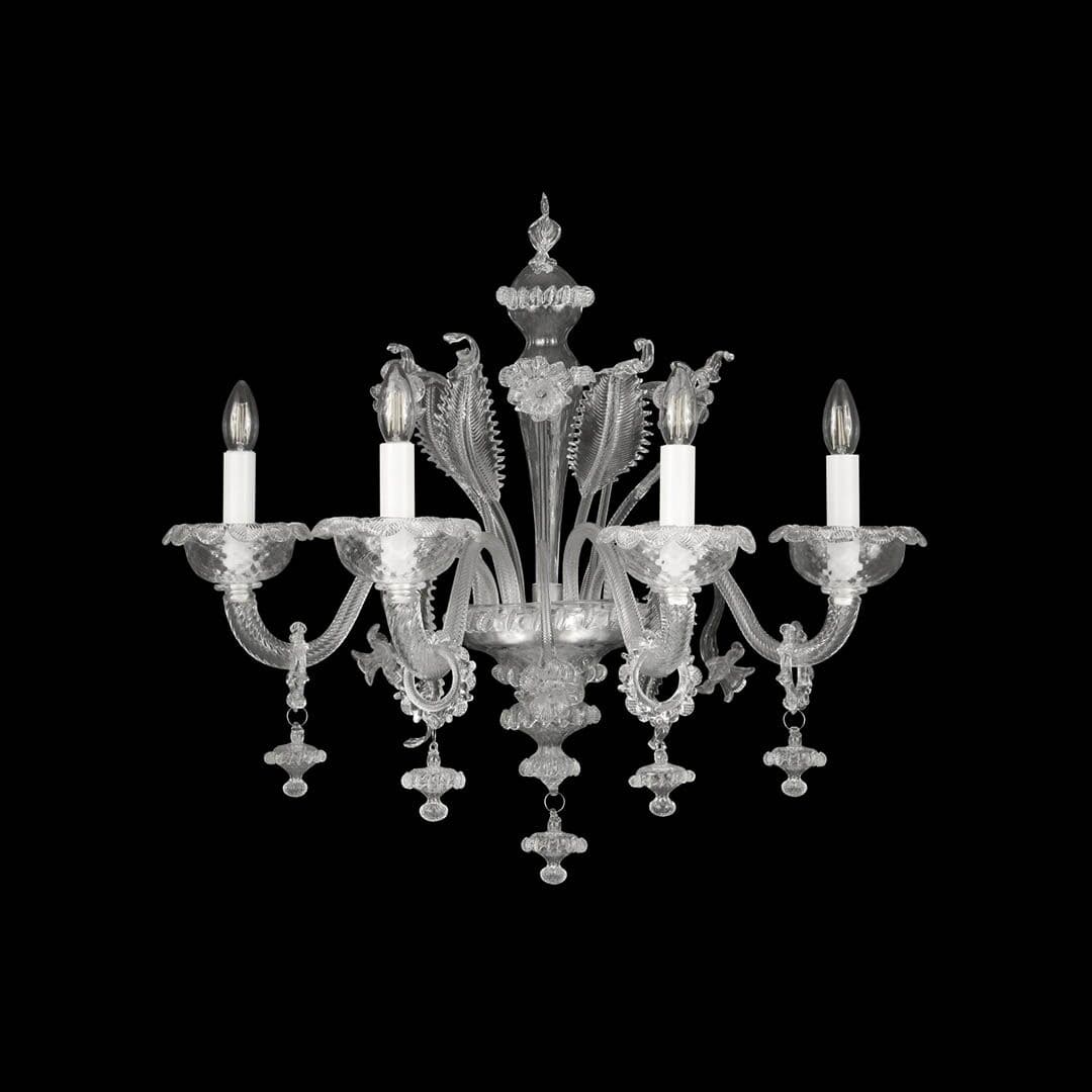 4 Lights Rezzonico Sconce with Clear Murano Glass