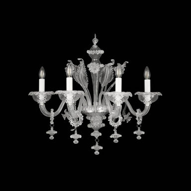 4 Light Rezzonico Sconce with Clear Murano Glass