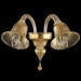 2 Lights Murano Glass Wall Sconce with Golden Leaf Finish