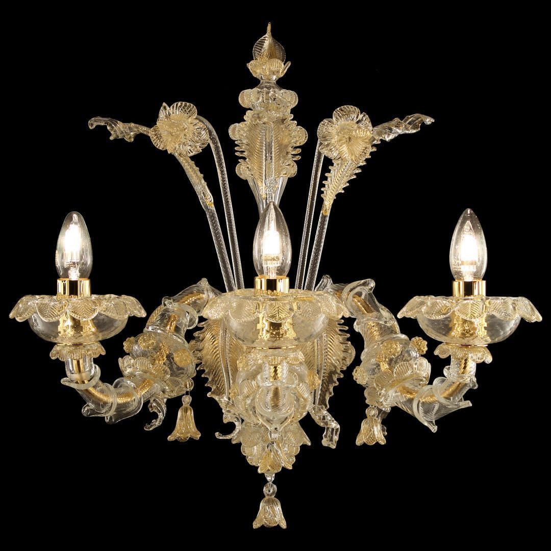 3 Lights Rezzonico Wall Sconce Lamp with Gold Details