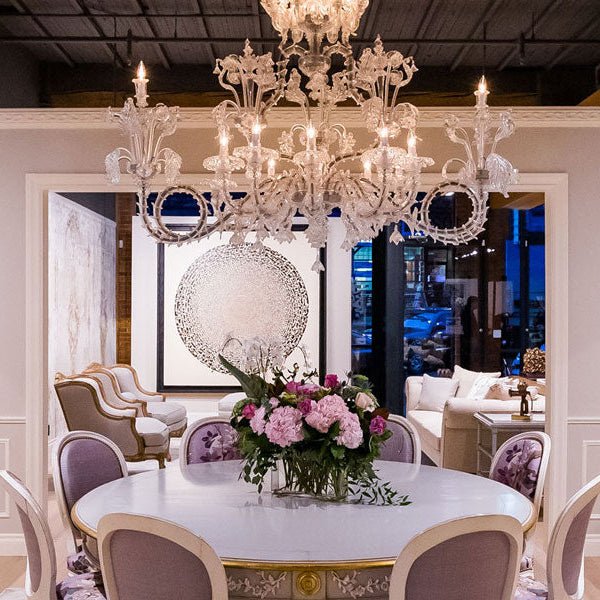 Very Large Murano Glass Chandelier In The 18th Century Rezzonico Style