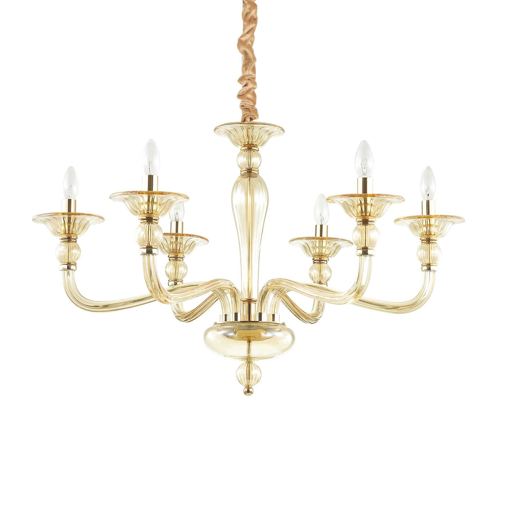 Amber Blown Glass Ideal Lux Chandelier