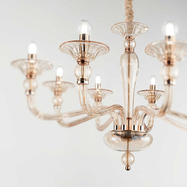 Amber Blown Glass 8 Light Chandelier