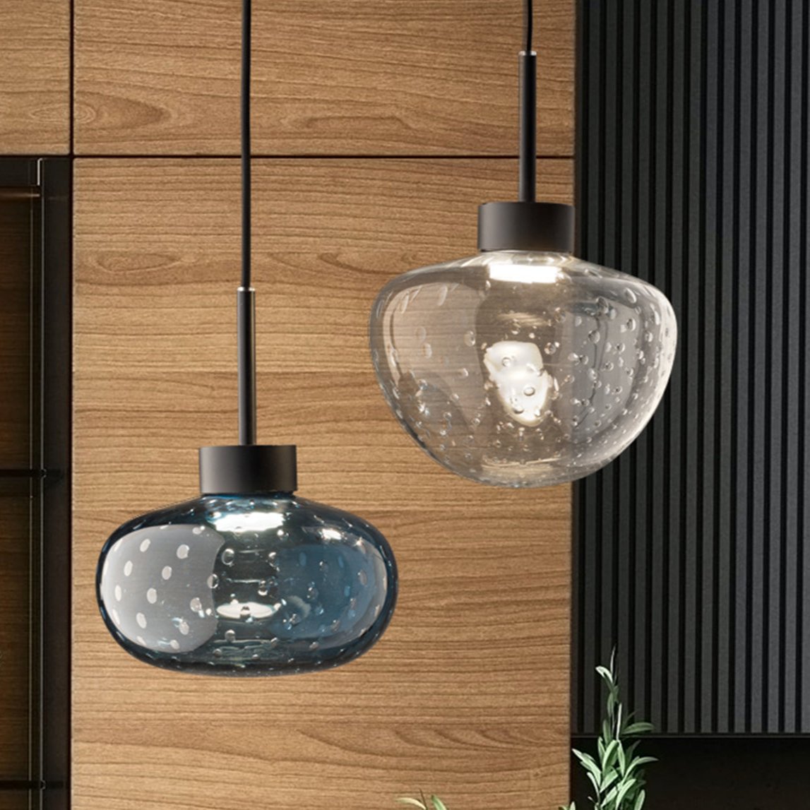 Hand-Blown Modern Fine Italian Ceiling Pendant Lamp w/ Murano Glass