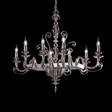 Elegant Smoke Glass Dining Table Chandelier With Chrome Frame