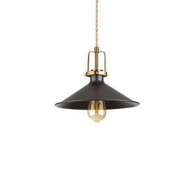 Black Industrial Metal Ceiling Pendant with Gold Detailing