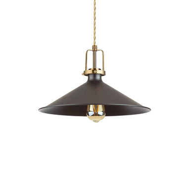 Black Industrial Metal Ceiling Pendant with Gold Detailing