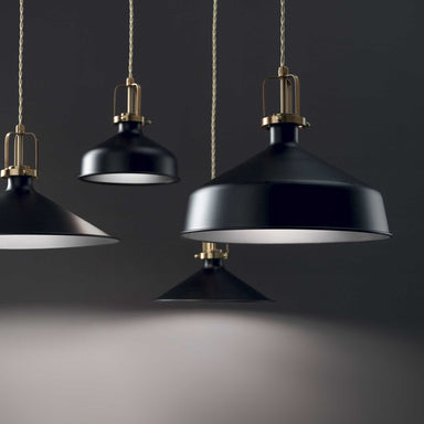 Matt Black Modern Ceiling Pendant with Gold Detailing