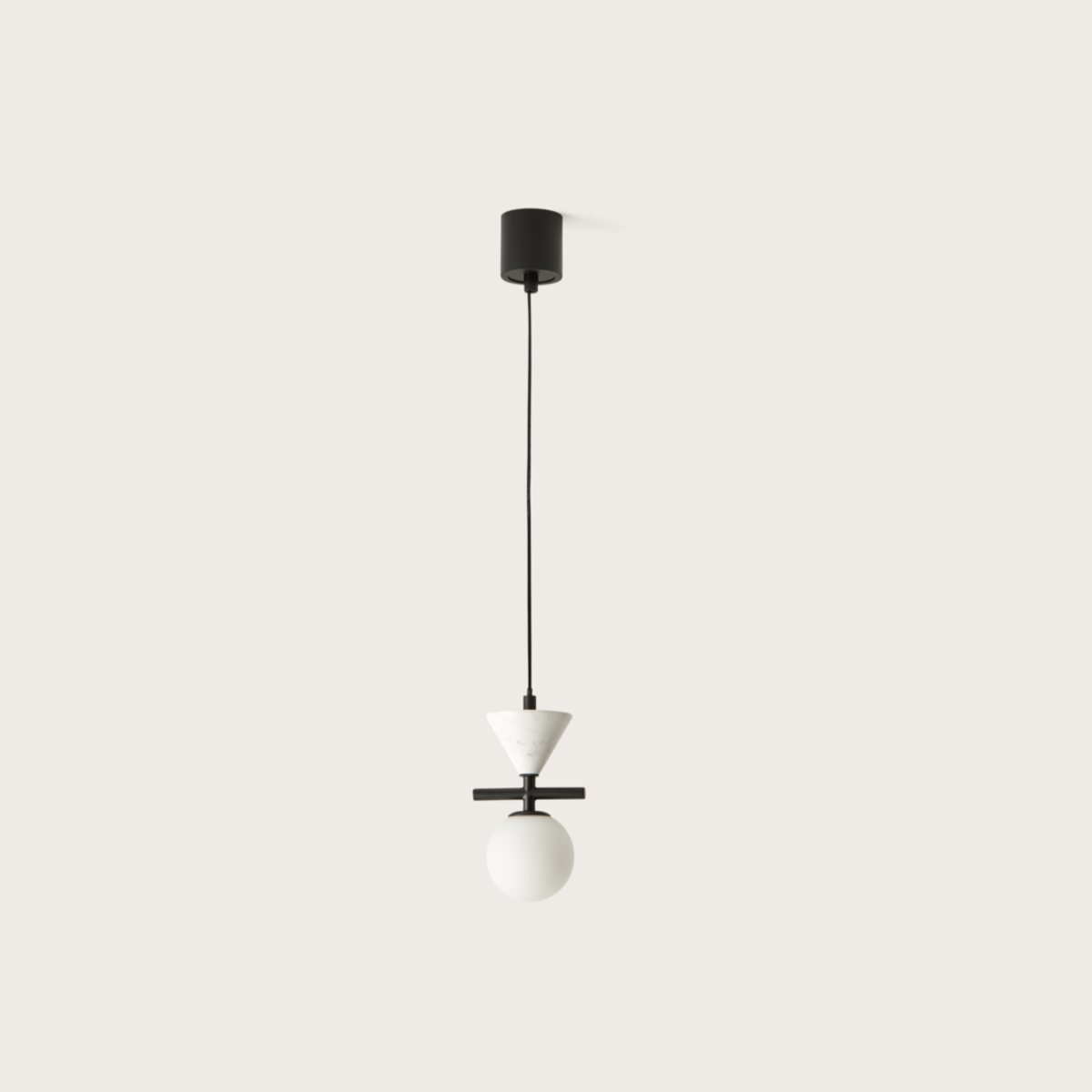 Black metal frame and white marble ceiling pendant