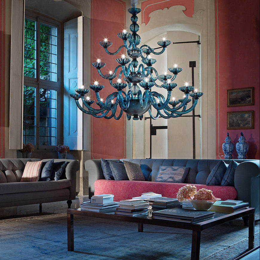 Handcrafted Luxurious Two-Tier Venetian Chandelier