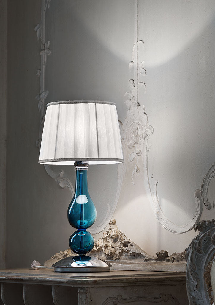Hand-Blown Elegant Fine Italian Small Table Lamp With Murano Glass