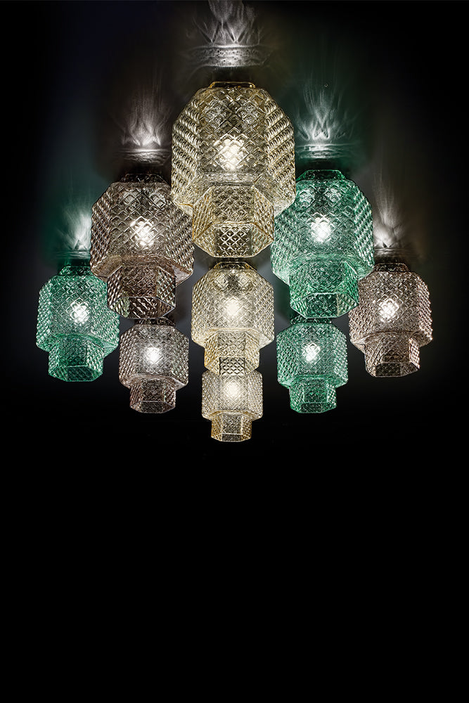 Handmade Precious Small Ceiling Lamp With Murano Glass