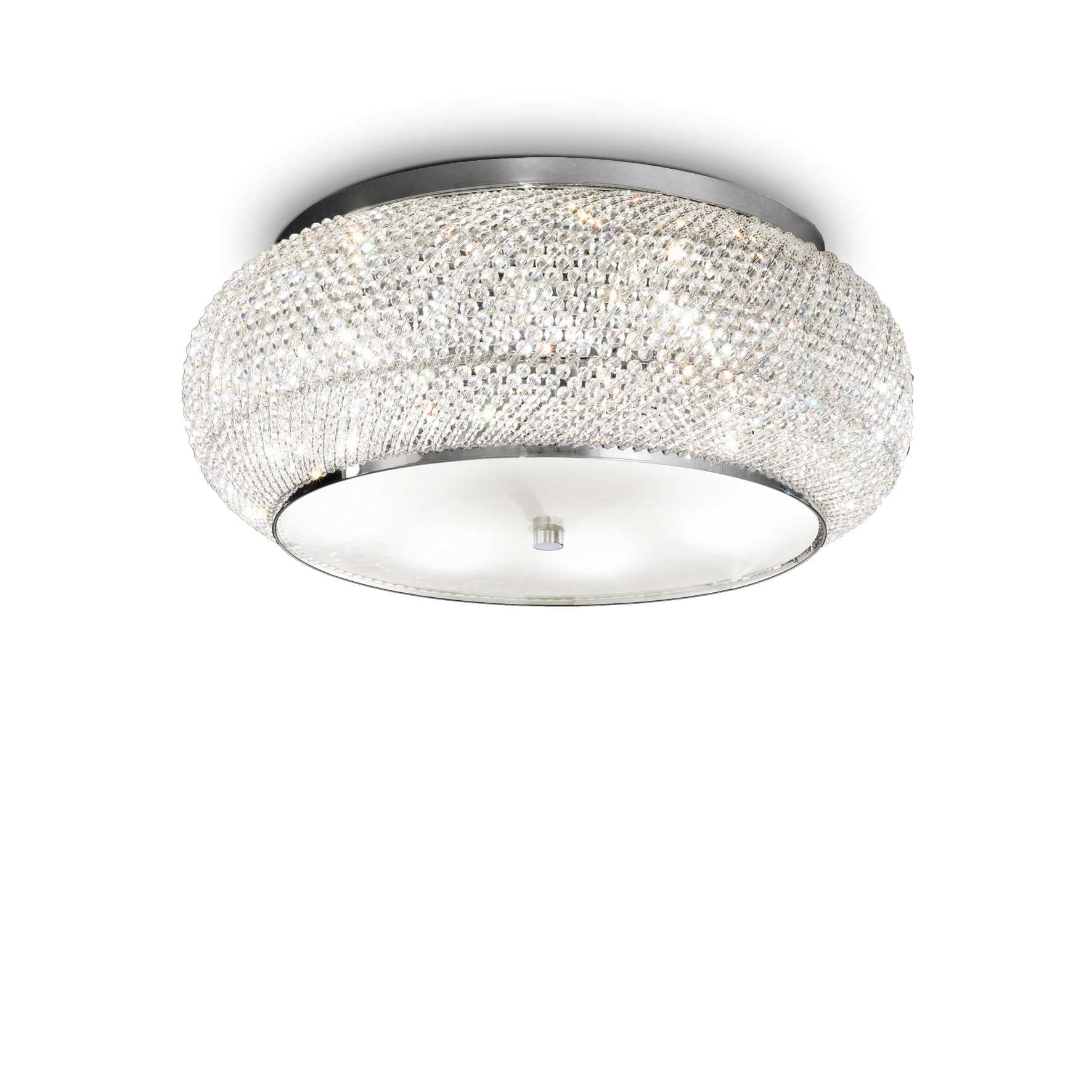 Chrome 55cm Ideal Lux Crystal Ceiling Light