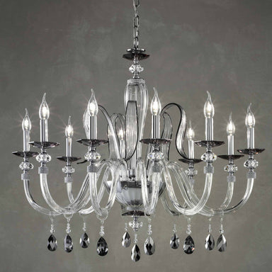 Classic Glass & Crystal 10 Arm Chandelier | Mirrored Glass Decoration