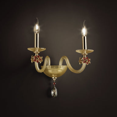 Classic Glass Wall Light With Floral Enamel Elements