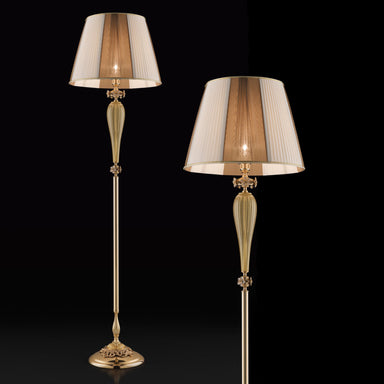 Clear Murano Floor Lamp with Floral Elements