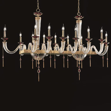 Classic Italian Glass Dining Table Chandelier With Fringe