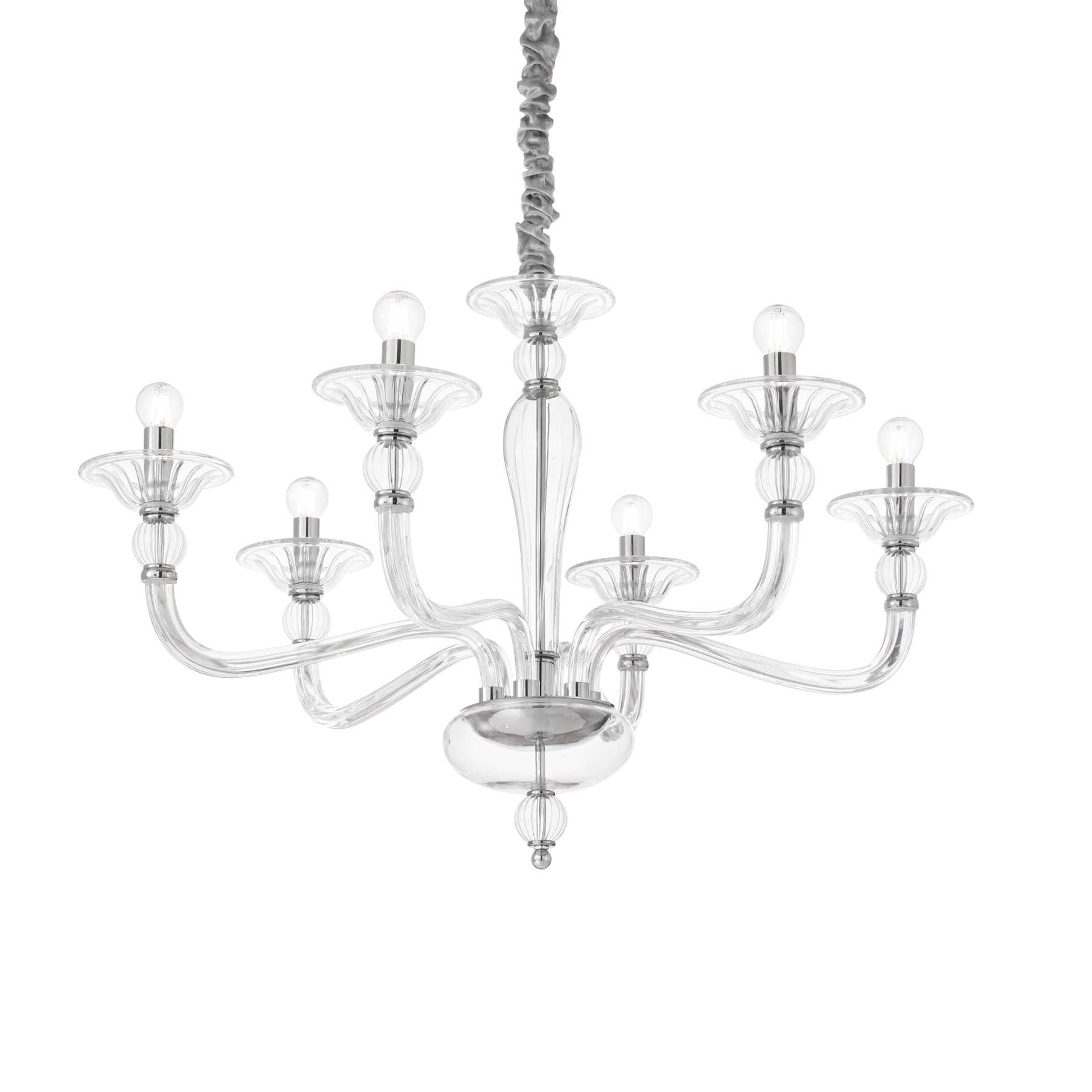 Silver Blown Glass Ideal Lux Chandelier