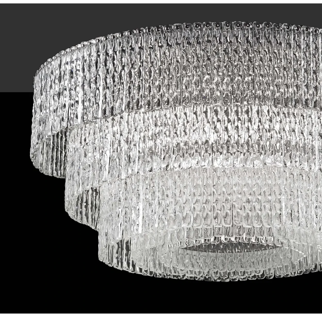 Clear Round Textured Glass Tube Chandelier