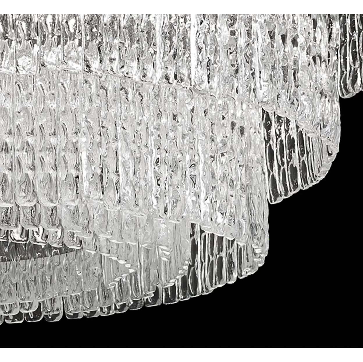 Clear Round Textured Glass Tube Chandelier